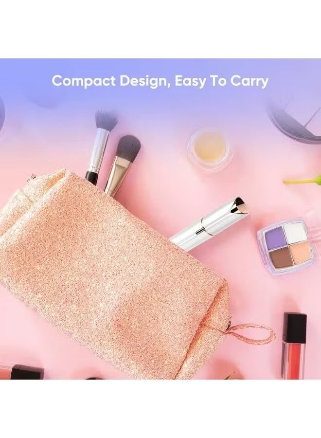 بينكو جهاز إزالة الشعر والحلاقة للمرأة - منتجات إزالة الشعر مع بطارية قابلة لإعادة الشحن ، 4 رؤوس قابلة للاستبدال الكهربائية ، ضوء LED ، للوجه والذراعين والساقين والذراعين ، الحلاقة الكهربائية غير الألمية للمرأة ، الأبيض المحمول - Image 5